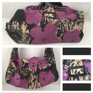 Floral Canvas Travel Tote Bag - Purple